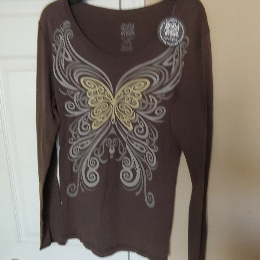 Life is Good Long Sleeve Butterfly Tee NWT